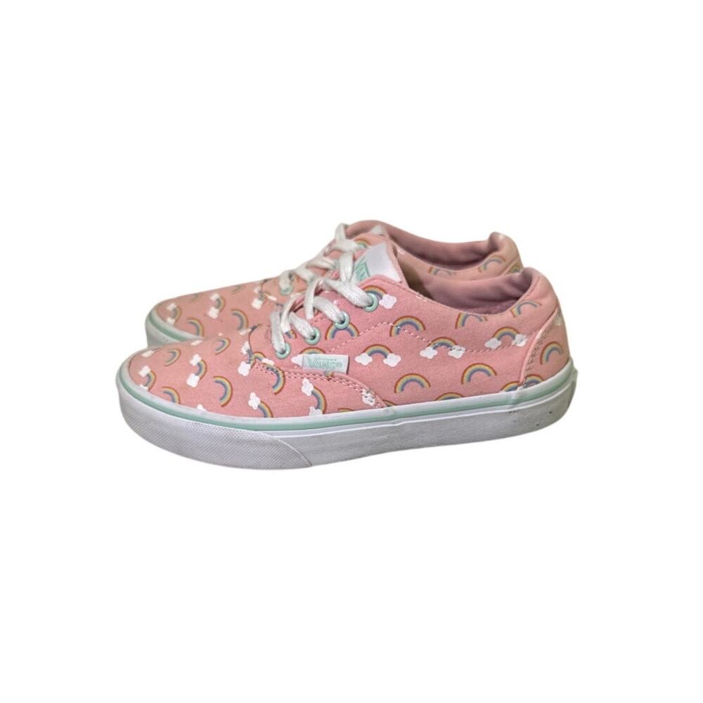 VANS Shoes Pink Rainbow Print Low Top Canvas Skate Sneakers Size Youth 2